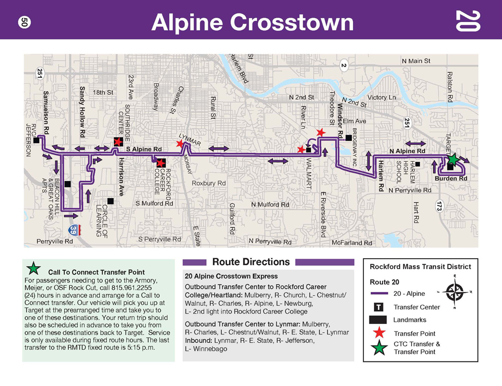 RMTD Alpine Crosstown Route Map