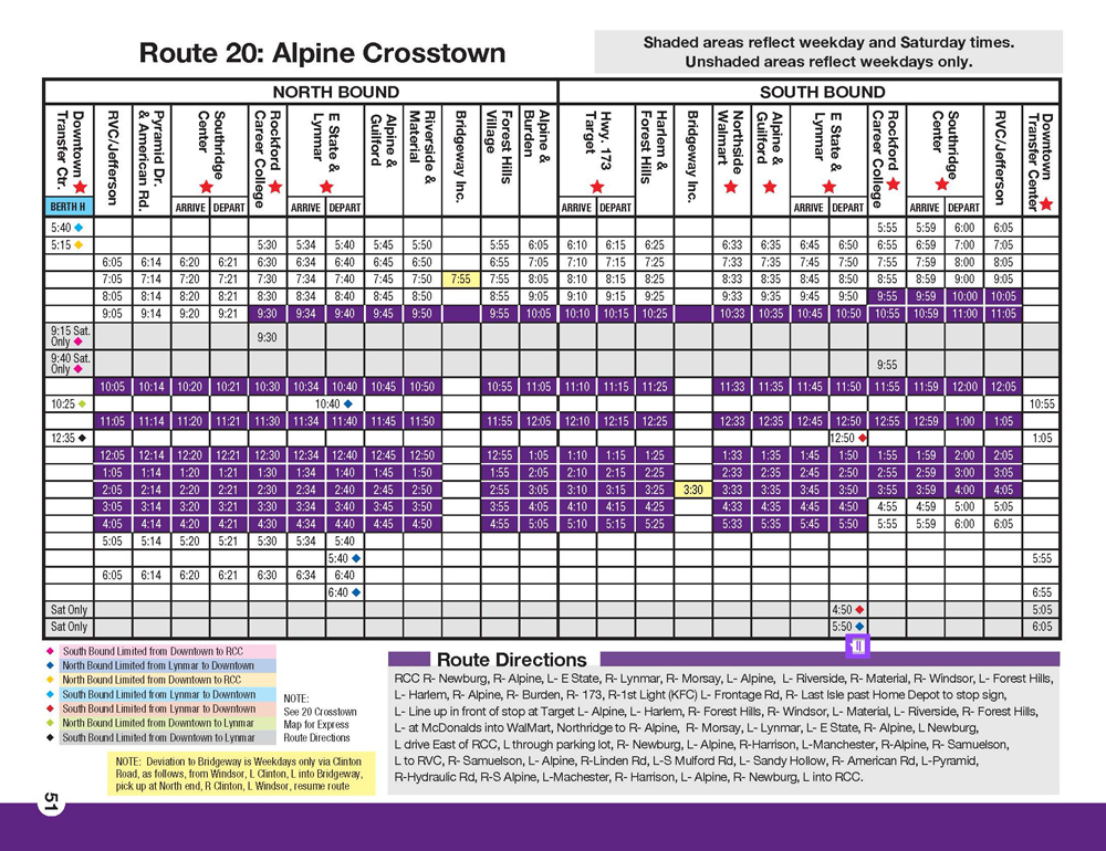 RMTD Alpine Crosstown Route Schedule