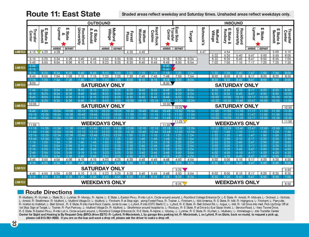 RMTD East State Street Route Schedule