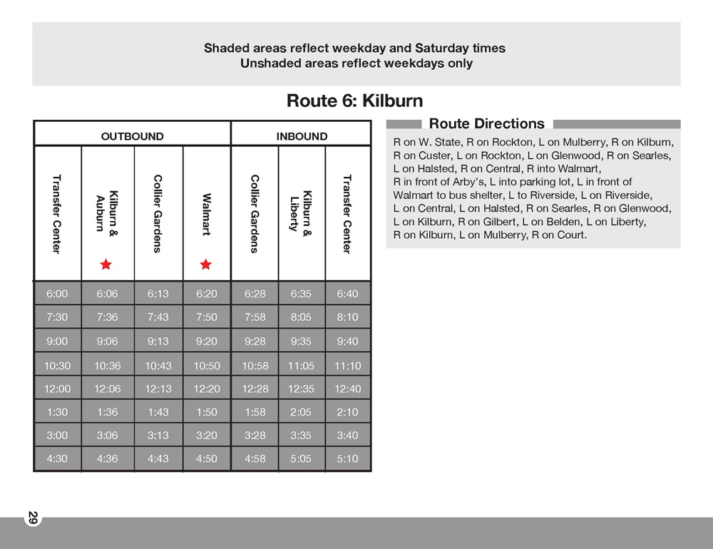 RMTD Kilburn Route Schedule