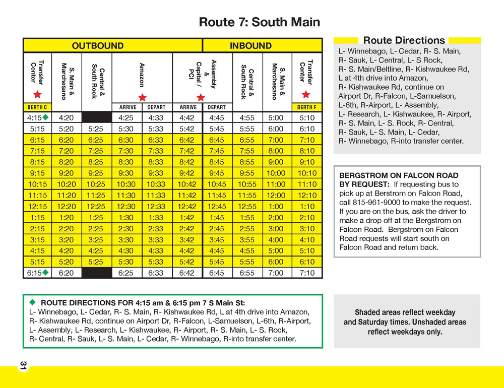 RMTD South Main Route Schedule