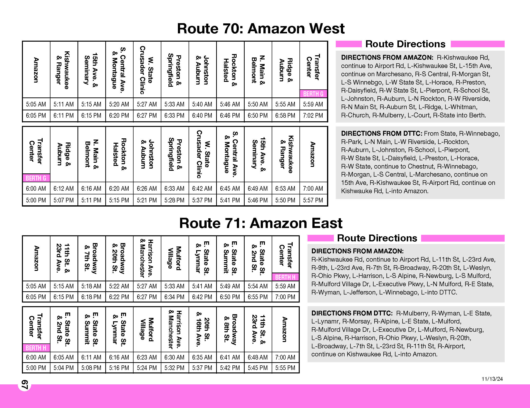 RMTD Amazon Route Schedule