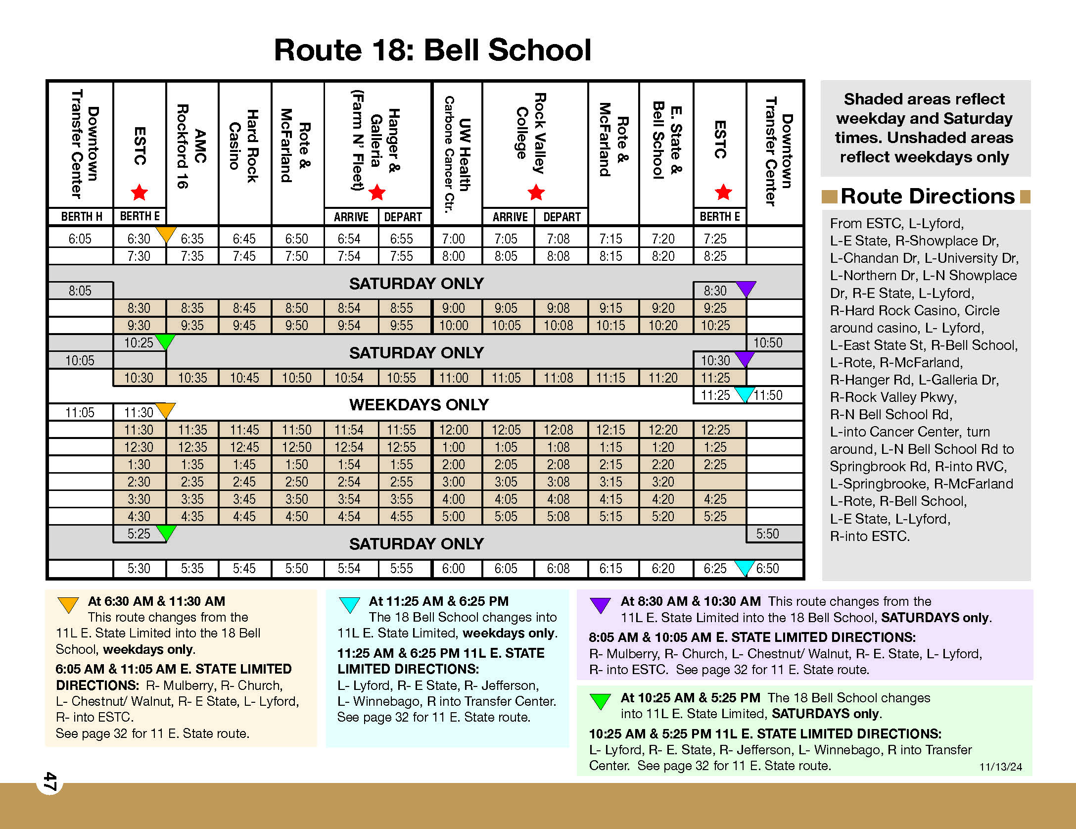 RMTD Bell School Route Schedule