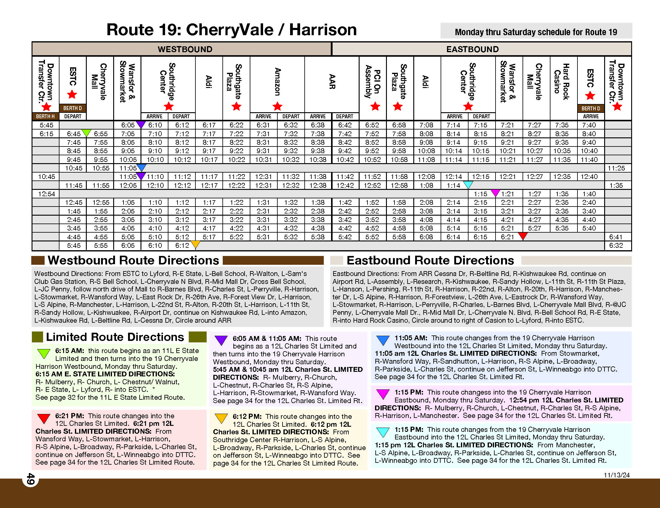 RMTD CherryVale Route Schedule