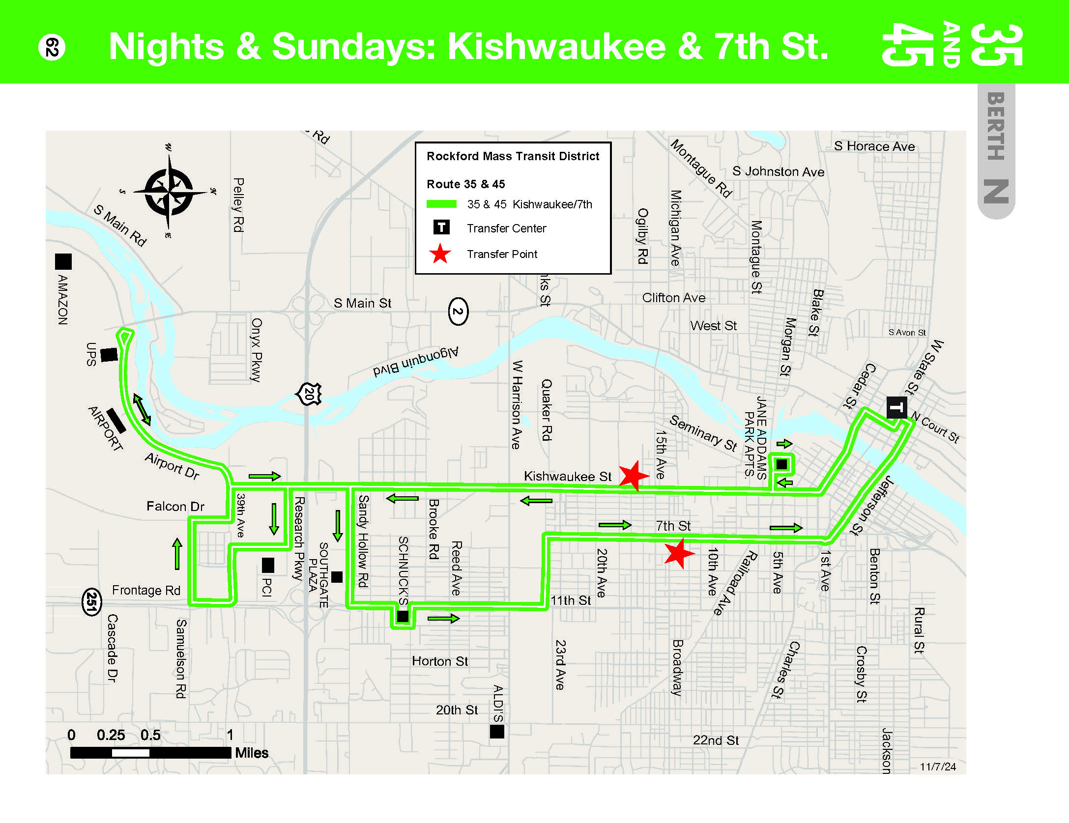 RMTD Kishwaukee 7th Street Route Map