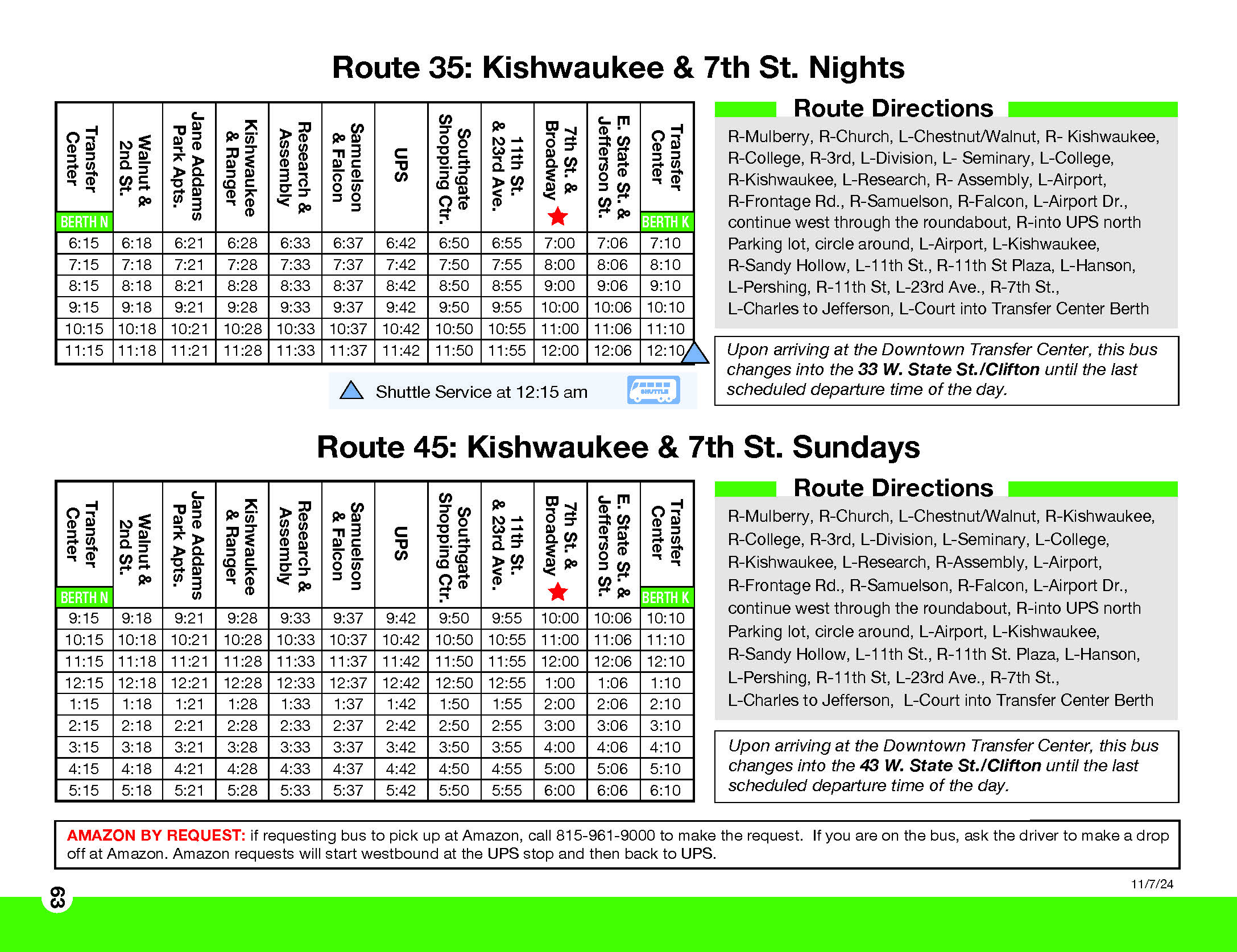 RMTD Kishwaukee 7th Street Route Schedule